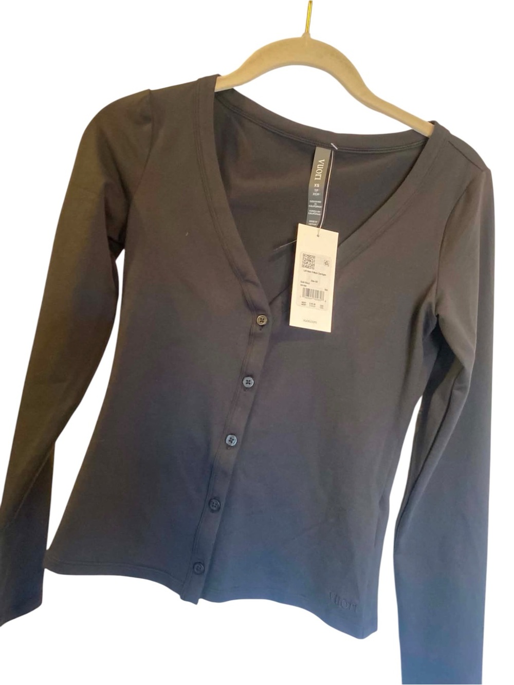 NWT Vuori LS Halo V-Neck Cardigan SOFT BLACK Size XS